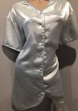 Vtg Mint Satin Nightshirt Slip Nightgown M