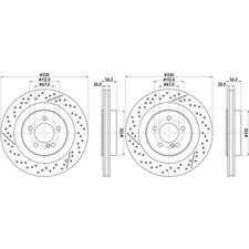 2x HELLA PAGID BREMSSCHEIBEN Ø330mm HINTEN passend für MERCEDES CLK SLK 54516PRO