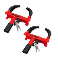 2Pcs Universal Heavy Duty Wheel Lock - Anti Theft Trailer 2 Pieces Red/Black