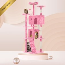 70" Pink Cat Tree Tower - Multi-Level Activity Center with Sisal Posts