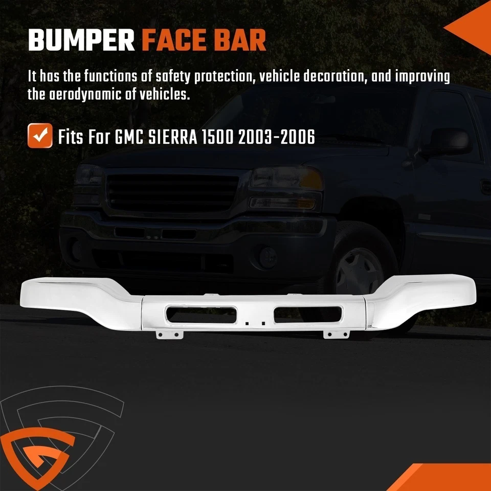 Front Bumper Face Bar For 2003-2006 GMC Sierra 1500 3500 Chrome Steel 15098990 - Image 3 of 4
