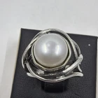 Vintage Shablool Didae Sterling Silver 925 Nested Freshwater Pearl Ring Sz: 7.75