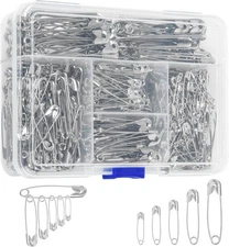 520 Ps 5 Sizes Safety Pins Assorted Size Rust-Resistant Nickel Plated Steel Asso