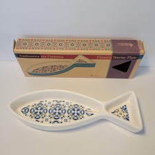 Plato de aperitivo de cerámica plato de aperitivo de oliva con forma de pescado Portugal nuevo caja abierta