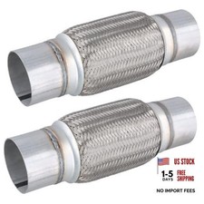 2 Pack 3 x 8 Inch Stainless Steel Heavy Duty Exhaust Flex Pipe, Double Braid