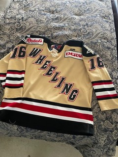 2007 08 ECHL Hockey GAME WORN Wheeling Nailers Jersey #16 Joe Jensen Size 56
