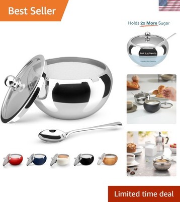 Dishwasher Safe 16 Oz Sugar Bowl with Glass Lid - Perfect for Sugar & Spices