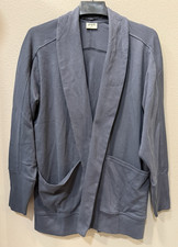 Pact Women's Airplane Wrap Cardigan 100 Organic Cotton Pockets Steel Blue Thick
