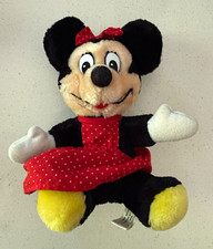 Vintage Disney Minnie Mouse Plush 8" Stuffed Animal Red Polka Dot Dress Toy
