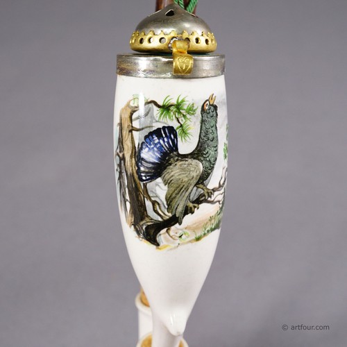 Vintage Black Forest Porcellaine Tobacco Pipe with Capercaillie - 第 4/7 張圖片