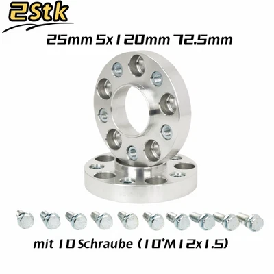 Spurverbreiterung 2x25mm 5x120mm 72.5mm Spurplatten Aluminium mit 10 Schrauben - Bild 1 von 4