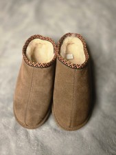 BEARPAW Slip-On Brown Suede Faux Fur Slippers Women's Size 7 Medium Lined