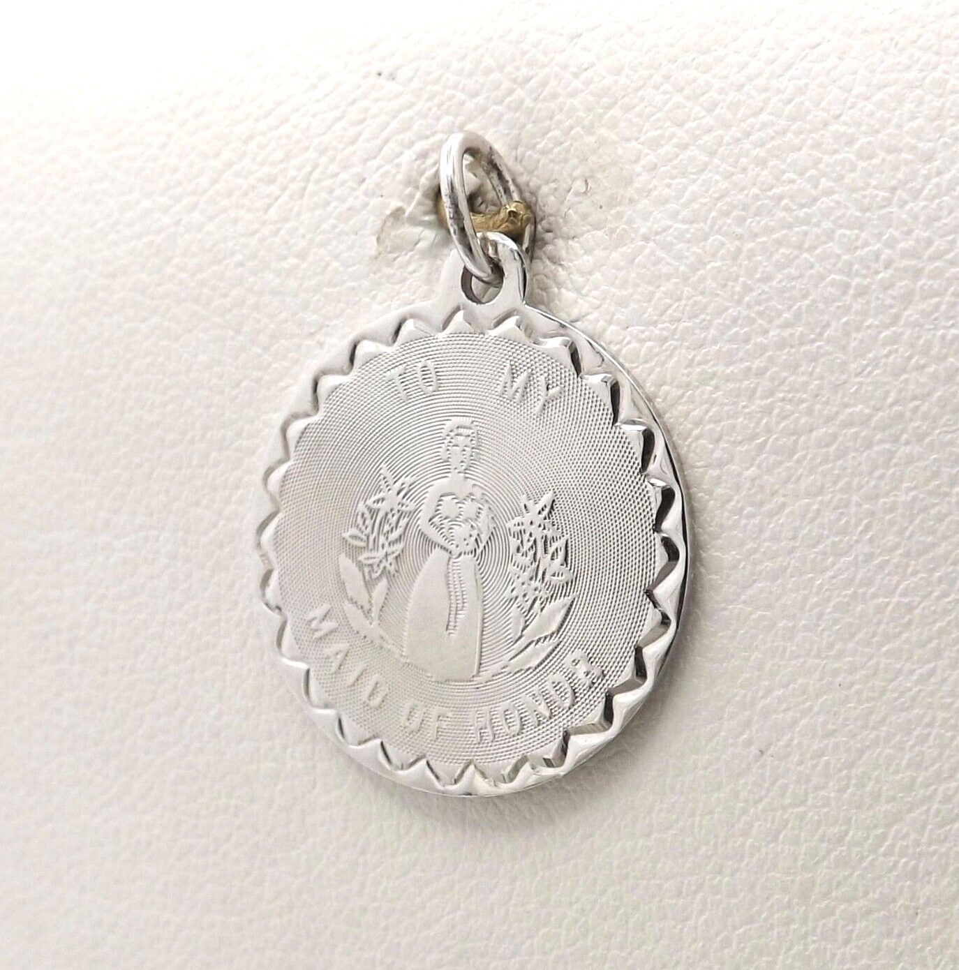 Sterling Silver To My Maid of Honor Disc Charm Pendant Vintage