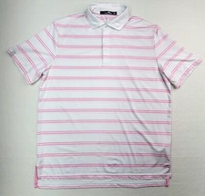 Ralph Lauren Polo Shirt Mens Large Pink Stripe RLX Performance Sports Golf