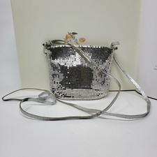 Vintage Whiting  Davies Women Silver Chainlink Mini Crossbody Bag
