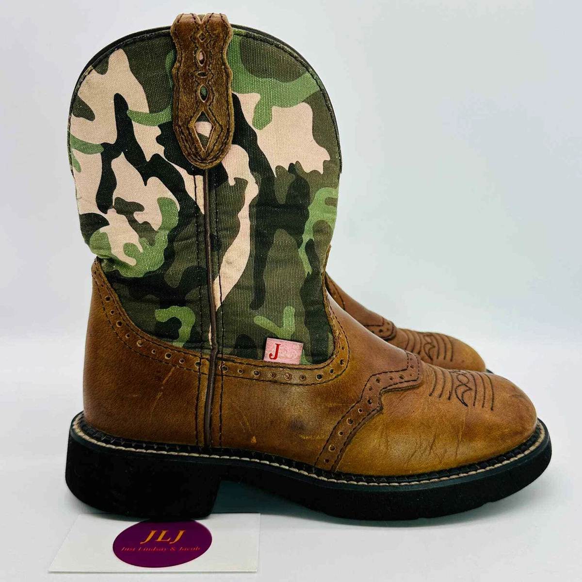 Justin Boots Women's Gypsy Aged Bark Pink Camo Western Boots L9913 Size 6.5  | eBay