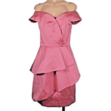 Vtg 80s VICTOR COSTA DRESS Sz 4 Off Shoulder Wrap Peplum Evening Prom Party USA