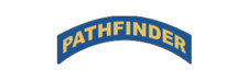 4" pathfinder blue and yellow tab bumper sticker decal usa made