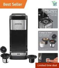 40 oz. Single-Serve Coffee Maker: Brew with Pods or Grounds, Black & Steel