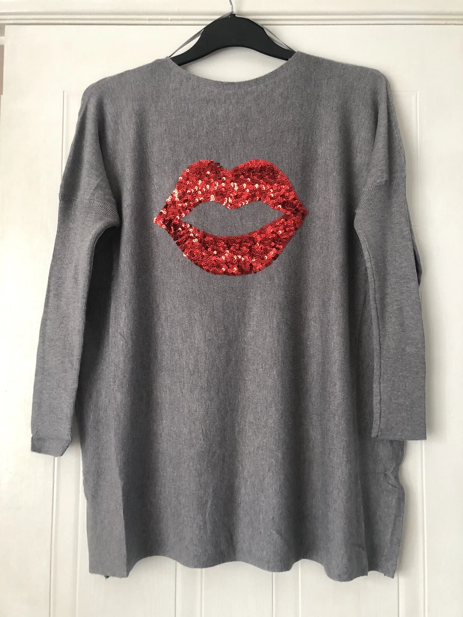 Red sequin hotsell lips jumper