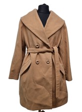Kaleidoscope Double Breasted Tan Coat Size Uk 14 Eu 40 Ref Cl1