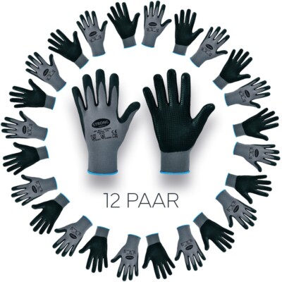 12 Paar Schutzhandschuhe, genoppt HANDAN Gr. 7, 8, 9 od. 10 wählbar