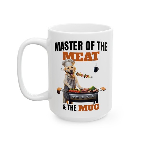 Master of the Meat & the Mug BBQ Dog Mug Funny Grilling Gift Dad Men Dog Lovers - Picture 9 of 11
