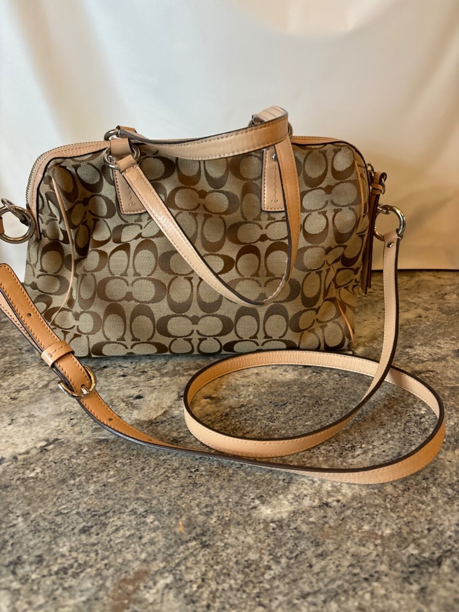 COACH KHAKI SIGNATURE PYTHON STRIPE SATCHEL 27364 HANDBAG COACH KHAKI SIGNATURE PYTHON STRIPE SATCHEL 27364 HANDBAG