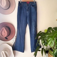 Vintage 90s Y2K SOLO JEANS wide leg corset tie side SIZE 8 embroidered western