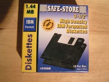 Box of 10 IBM / Win High Density 2HD 3.5" Floppy Discs Safe-Store New Sealed