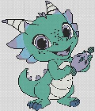Baby Jewel Dragon Turquoise Counted Cross Stitch Chart No. 5-421c