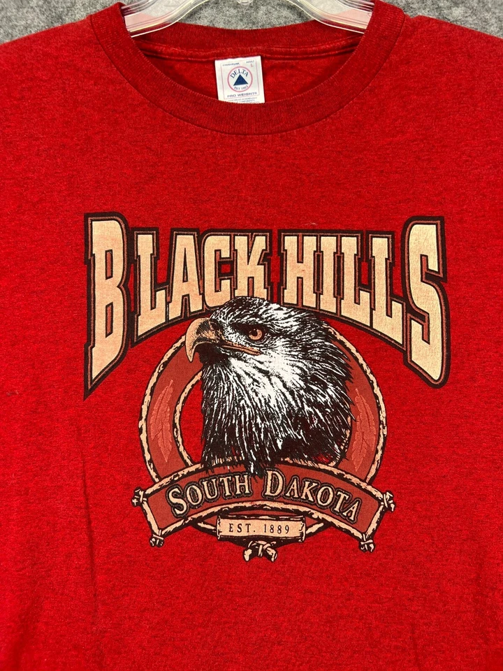 Black Hills South Dakota 1889 T Shirt Adult Mens L Large Red Crew Tee Graphic - Image 3 of 4