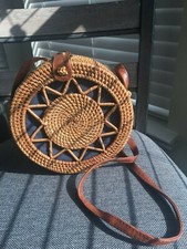 Round Wicker / Rattan / Raffia / Straw Crossbody Summer Bag From Vietnam