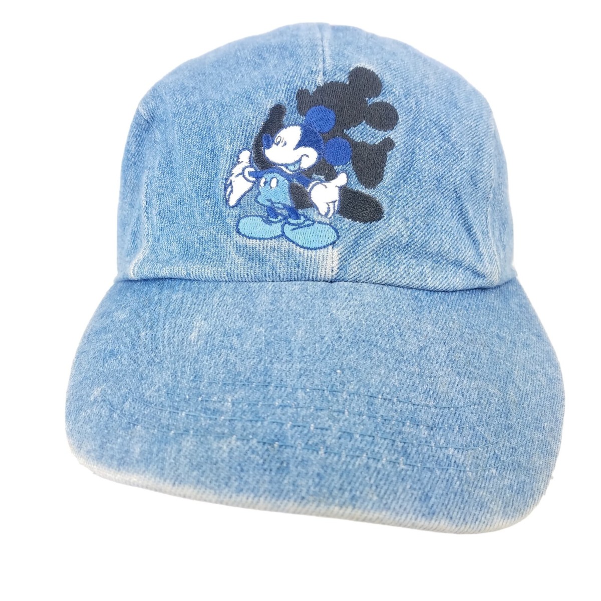 Vtg 90s Disney Mickey Mouse Unlimited Denim Hat Messenger Baseball
