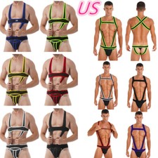 US Men's Elastic Body Chest Harness Bandage Underwear Jock Straps Bodysuits