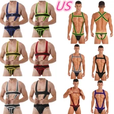 Men's Elastic Body Chest Harness Bandage Underwear Jock Straps Bodysuits