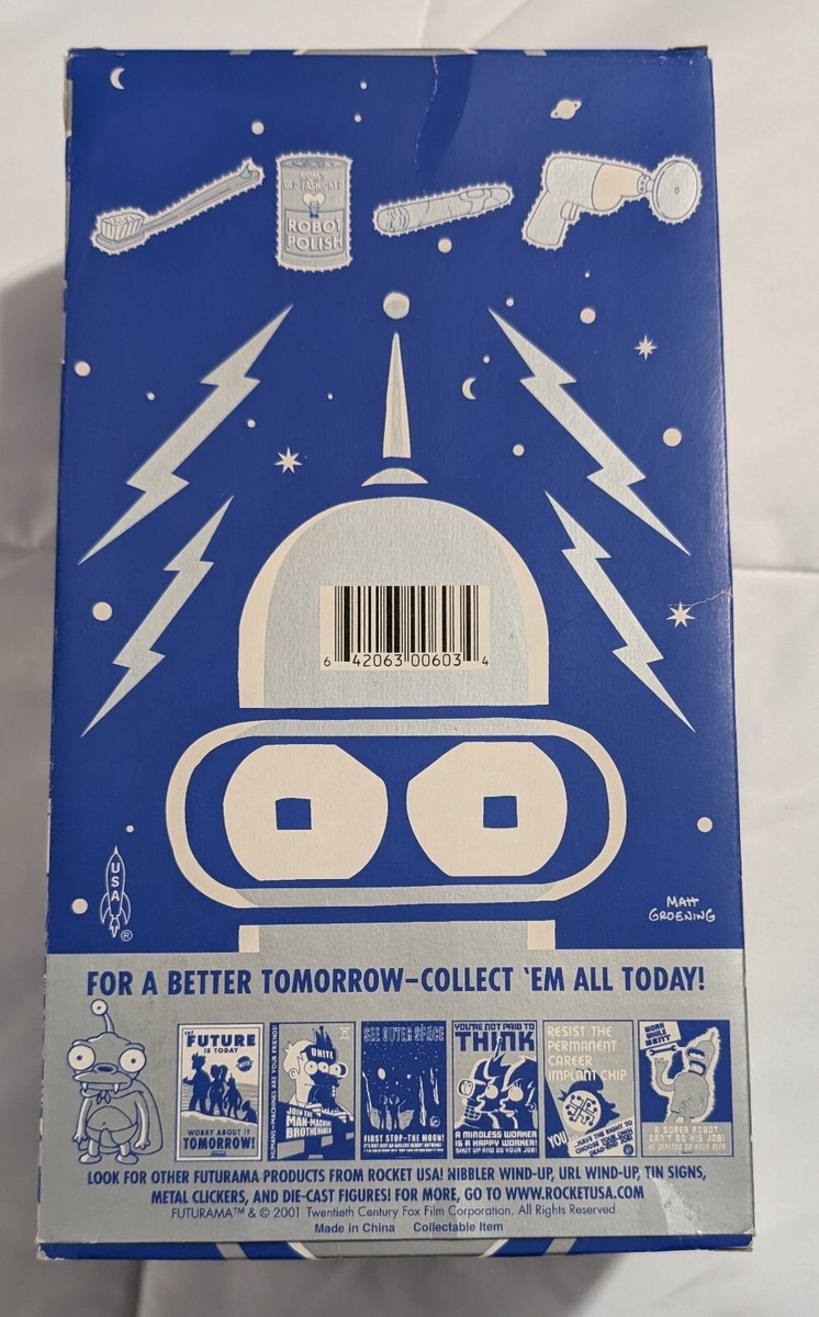 Futurama Bender Bright N Shiny Tin Wind up Robot Rocket USA Futurama Bender Bright N Shiny Tin Wind up Robot Rocket USA