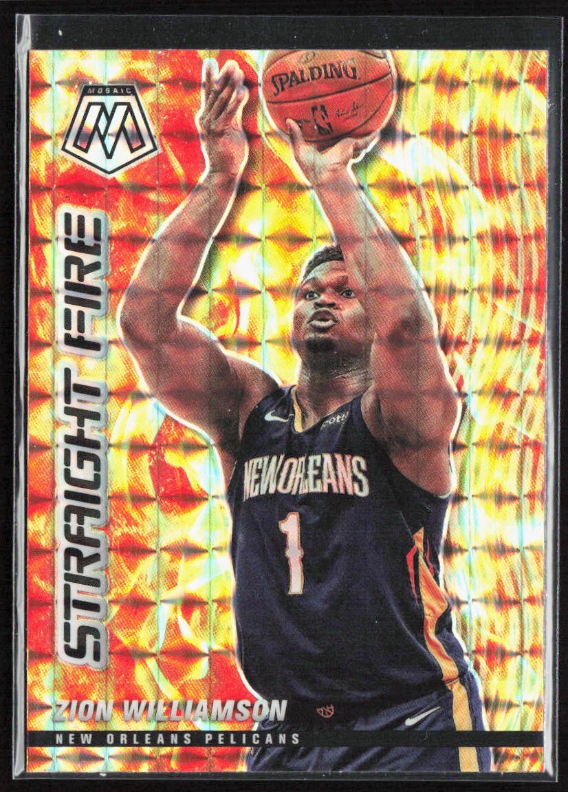 2020-21 Panini Mosaic Zion Williamson Straight Fire Prizm #10 Pelicans