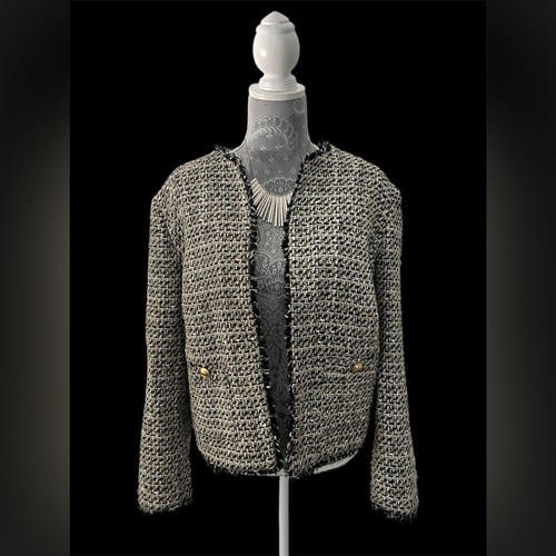 NWT Express Gold Metallic Chic Tweed Jacket - Size XL - Picture 6 of 9