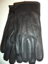 Men's Warm Wool Lined Genuine Leather Gloves,Black, M