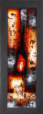 RestruArt Leiwandbild Acrylbild  'Buddha´s Elements1' handgemalt abstrakt 45x120 - Bild 1 von 4
