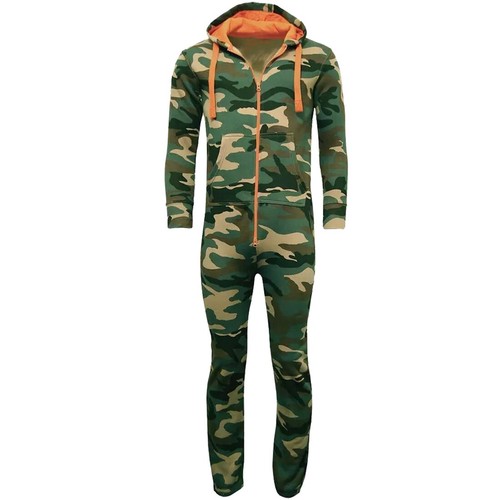 1Onesie For Men Long Sleeve Hooded Jumpsuit Camouflage Zipup One Piece Playsuit - Picture 11 of 12