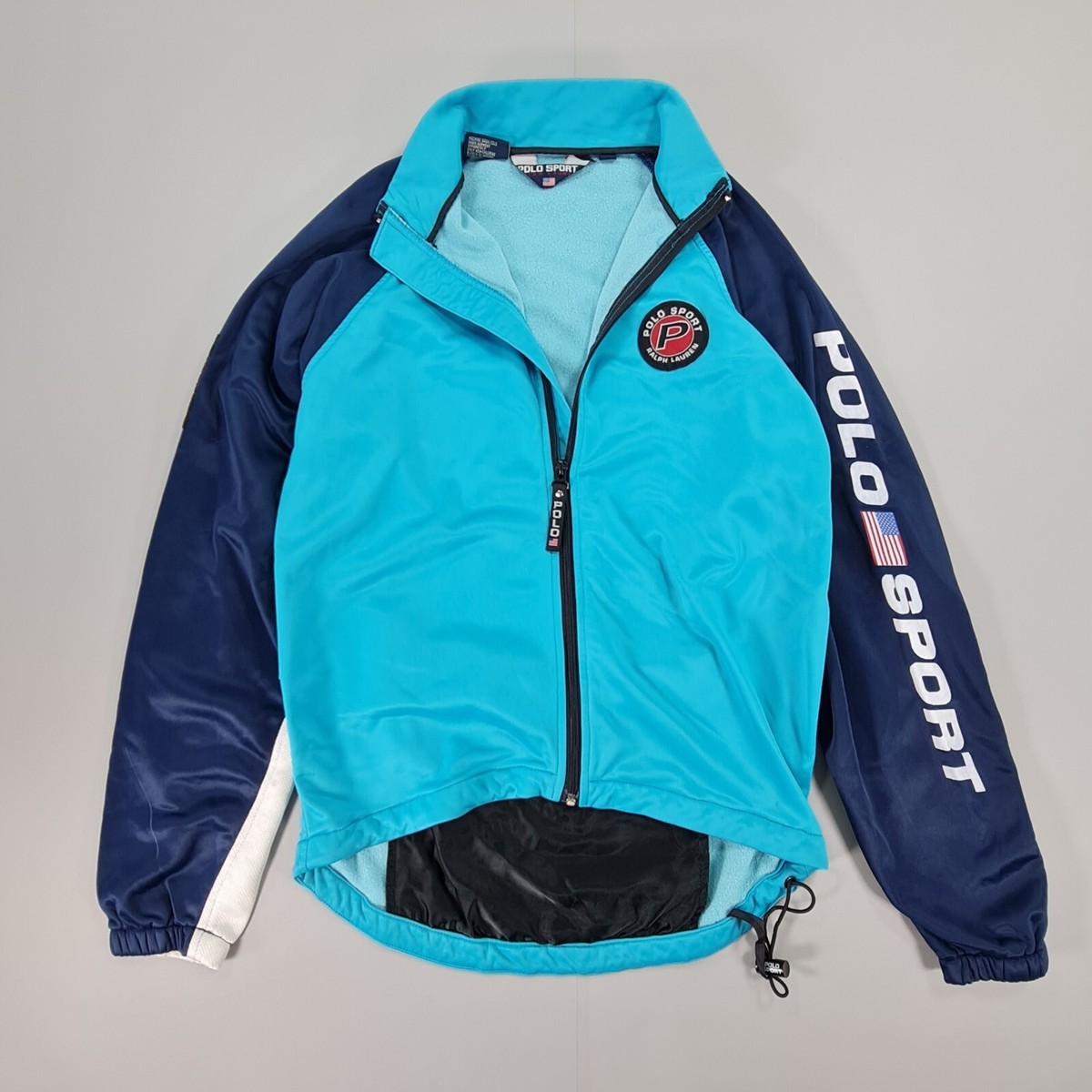 Polo Sport Ralph Lauren Mens Cycling Jacket Blue Large Vintage 92 
