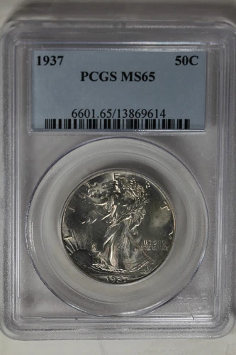 1937  .50  PCGS  MS65     Walking Liberty,  Lady Liberty Half
