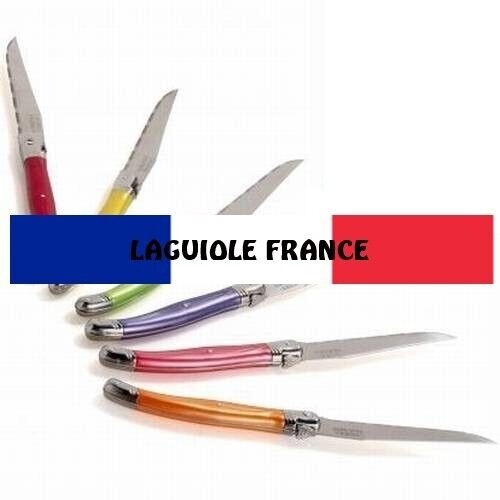 Couteaux de table Laguiole en inox avec manches colorés lot de 6 pièces