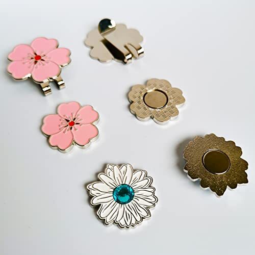 Eshan Magnetic Golf Ball Markers and Novelty Hat Clip Set Flower Glove Hat 