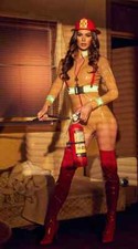 Roma Firehouse Babe Firefighter Vinyl Romper 3pc Costume 5115