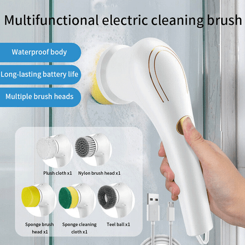 5 Heads Electric Spin Scrubber Cordless Bath Tub Power Scrubber Kitchen Cleaner - Picture 12 of 13