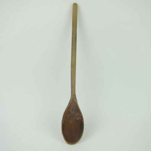 Antique Primitive Wood Spoon Long Handle 14" Farmhouse Rustic Kitchen Decor