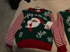 Black Santa Christmas Sweater Sml UNISEX